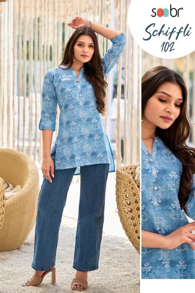 Schifli By Soobr Designer Chicken Cotton Short Kurti Wholesale Shop In Surat
